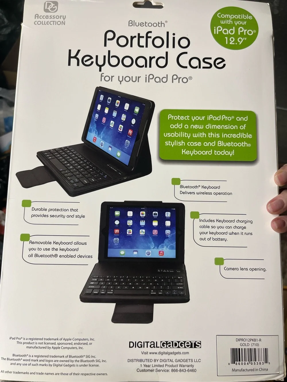 NIB Digital Basics Bluetooth Keyboard Case for iPad Pro 12.9” - Gold